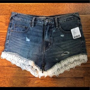 NWT Free People Lace Denim Shorts Size 26